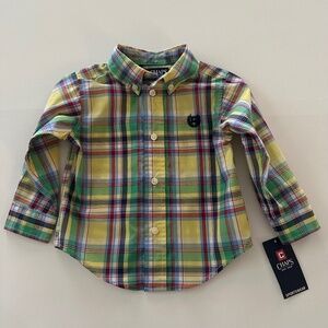 Chaps 2012 Baby Boy 12 Months Yellow Plaid Shirt Spring Easter NWT